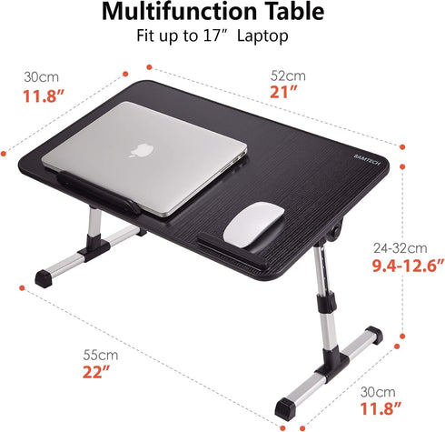 8AMTECH Lap Desk for Laptop, Ajustable Laptop Table with Cooling Fan Office Desk for Lap-top, Working, Reading