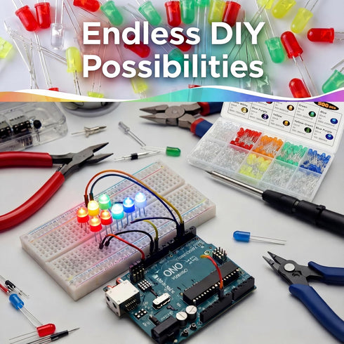 ElectricWise 10 500 5mm Pack Bulb Colors Pcs LED Lights Emitting Diodes Assored Kit - Variety Color Emitting Diodes LED