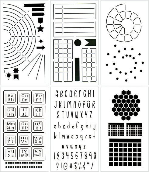 Ultimate Productivity Journal Stencil Set - Custom-Designed Supplies for Bullet Journal Planners, DIY Templates
