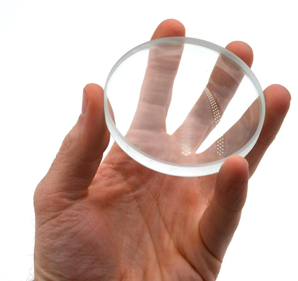 EISCO Optical Glass Lens, 3" (75mm) - 200mm Focal Length - Ground, Beveled Edges