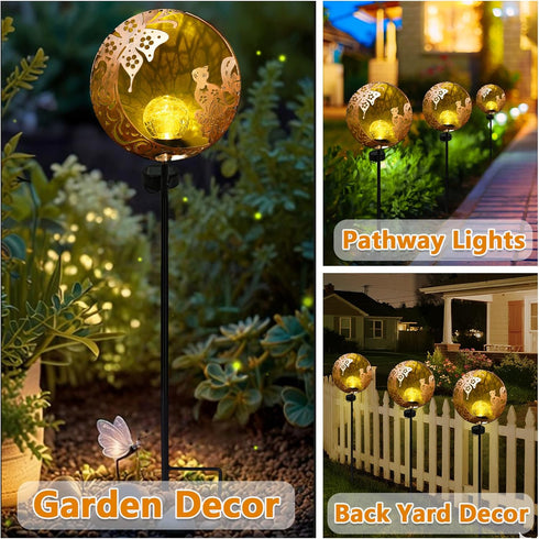 Unique Birthday Gifts for Women Mom Grandma,Solar Butterfly Cat Garden Lights Outdoor Decor,Housewarming Gifts New Home