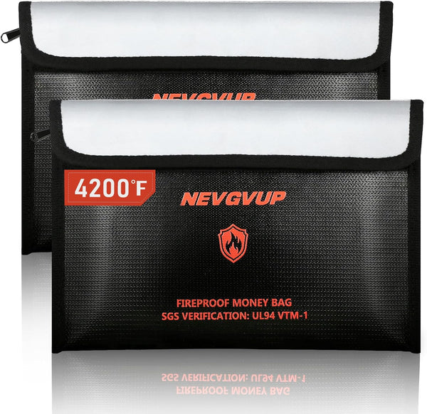 4200F Fireproof Money Bag - Upgraded Heat Insulated, 9.8 x 6.5" Small