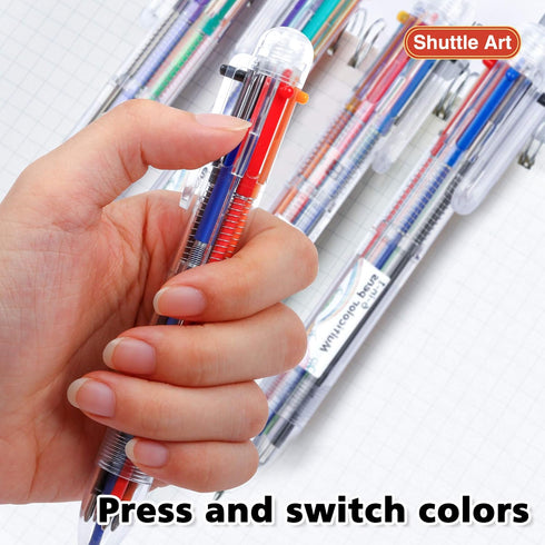 Shuttle Art Multicolor Pens, 23 Pack 6-in-1 0.7mm Retractable Ballpoint Pens for Office School Supplies