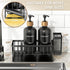 Set 2 Pack 16.9oz Set Cisily Kitchen Dish Soap Dispenser with Black Glass Bottle and Sponge Holder, Dish Soap