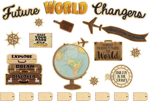 Teacher Created Resources Travel The Map Future World Changers Bulletin Board Set, 14" x 19-1/2" Globe