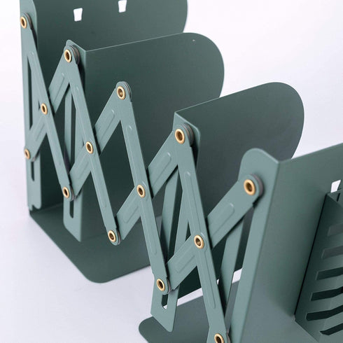 Metal Iron Adjustable Book Ends, Heavy Duty Book Holder, Nonskid Desktop Book Organizer for Binder Holder (Green)