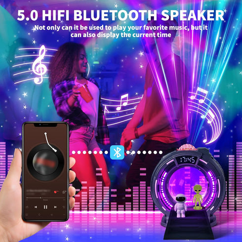 Dacnod Galaxy Northern Lights Projector Plasma Ball Night Light Aurora Projector Remote Control White Noise Bluetooth
