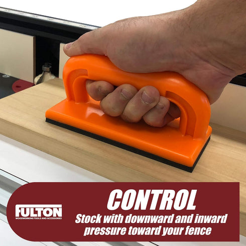 Fulton Safety Push Block 2 Pack, Orange Color for High Visibility Ideal for Use On Router Tables, Jointers, Shapers and Band Saws