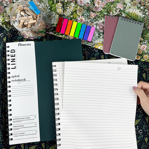 Lined Spiral Notebook, 4 Pack, 8.5" x 11", Large Hardcover Journal, 120 Pages, 100 GSM, Multicolor