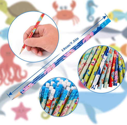 Kolewo4ever 100 Pieces Under The Sea Pencils - Ocean Element Sea Themed Pencils for Teachers, Classrooms, and Learning