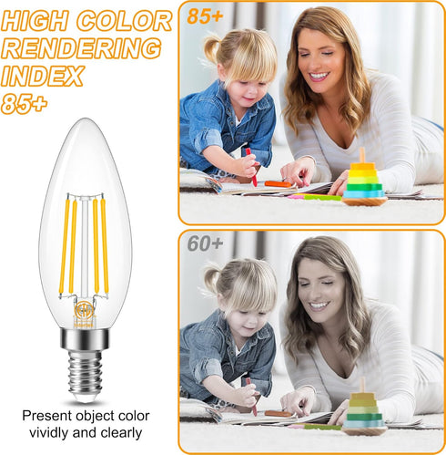 10 Pack Cotanic E12 LED Bulb, Dimmable 3000K Soft White, 60Watt Equivalent, Small Base Type B Candle Shape Chandelier