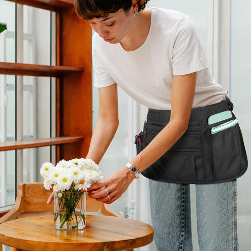Rexmica Waitress Server Apron with Multiple Pockets, Half Apron with Adjustable Belt for Waitress, Waiter, Women Men