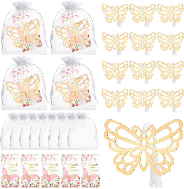 KBDHYY 50Pcs Butterfly Metal Bookmark Wedding Party Favors, Gold Creative Butterfly Bookmarks with