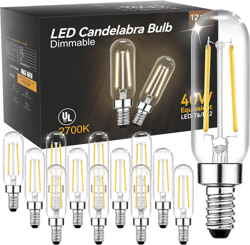 TJOY E12 T6 Candelabra LED Bulbs, Dimmable 4.5W Equivalent 40W 2700K Soft