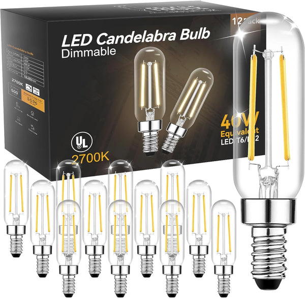 TJOY E12 T6 Candelabra LED Bulbs, Dimmable 4.5W Equivalent 40W 2700K Soft