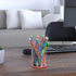 Pen Holder for Desk Organizer, Neon Pink Acrylic Makeup Brush and Sanitizer Holder for Office, Home, School