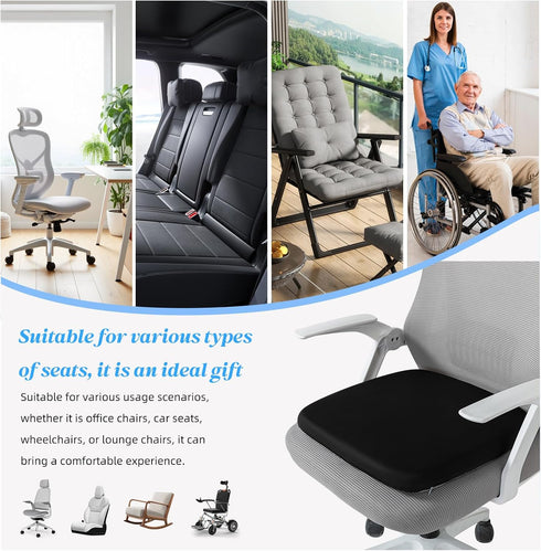 SheRest Office Chair Cushion with Straps, Memory Foam Seat Cushion with Removable Cover, Suitable for Office Chairs