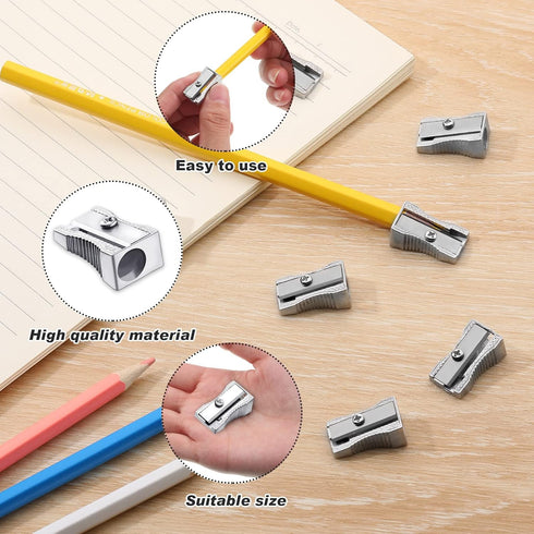 Fumete 96 Pcs Handheld Metal Pencil Sharpeners, Single Hole Aluminum Alloy Manual Sharpener Bulk for School Office