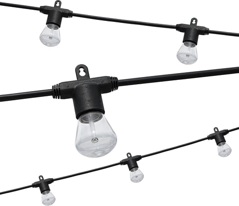 24ft, 12 Bulbs, 2200K Commercial 38356 Enbrighten LED Bistro Outdoor String Lights, Shatter Resistant Lifetime Warm