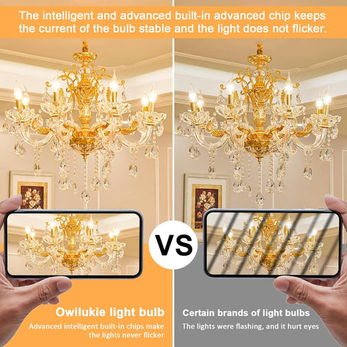 Owilukie Bulbs 4W (40W E12 Bulb 2200k,Dimmable Fixture,Chandelier,6 Pack Chandelier Amber Light Equivalent), Amber