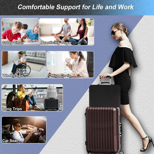 Tailbone 19in Seat Cushion, Gel Seat Cushion for Long Sitting Back, Sciatica, Pain Relief Pad, Seat Pad for Car, Office