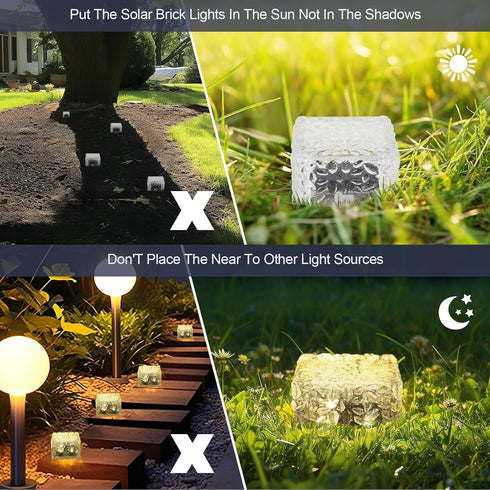 MLKNK 6 Pack Solar Brick Lights-Outdoor Solar Lights for Yard-Solar Brick Landscape Path Light LED Light Brick Garden