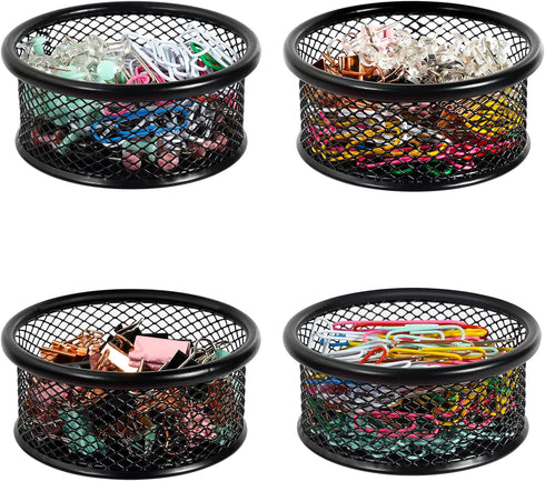 Paper Clip Holder for Desk, 4 Pack Mesh Paperclip Holders, Metal Dispenser Organizer for Home Office School