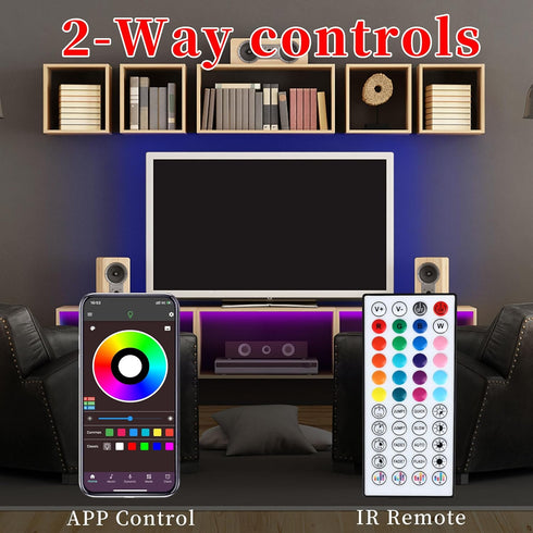 25FT 44 QZYL LED Lights for Bedroom, RGB LED Strip Lights with Keys IR Remote, Smart LED Light Strip with Adhesive