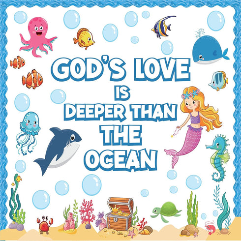 Under The Sea Bulletin Board Set, Ocean Creatures Educational Decorations, Sea Animal Cutouts for Classroom Wall Decor