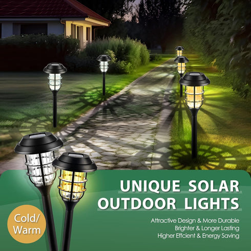 8 Pack(Warm SOLPEX Solar Lights for Outside, Solar Outdoor Pathway Garden Lights Waterproof, Solar Powered Landscape