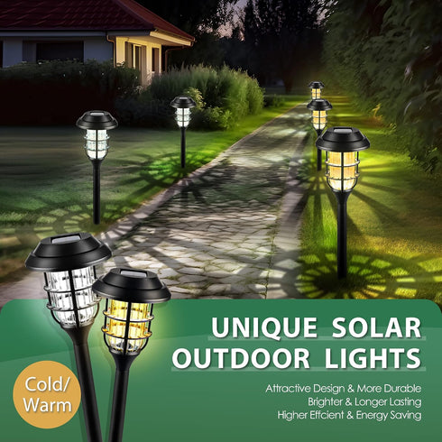 8 Pack(Cold SOLPEX Solar Lights for Outside, Solar Outdoor Pathway Garden Lights Waterproof, Solar Powered Landscape