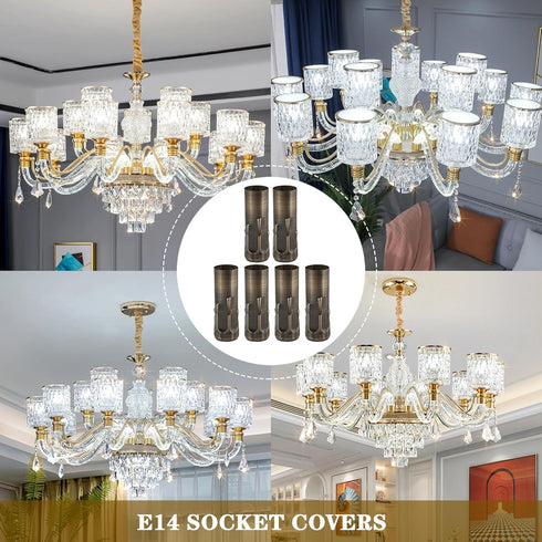 3 Inch E14 Pack 6 BQLZR Candle Socket Light Covers Sleeves Tall Chandelier Socket Covers Chandelier Base Socket