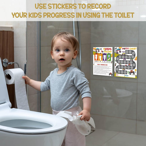 APIILVPQ 10 8x10 A03 Potty Training Chart with Reward Stickers, Potty Chart for Toddlers Boys, Truck Reward Training
