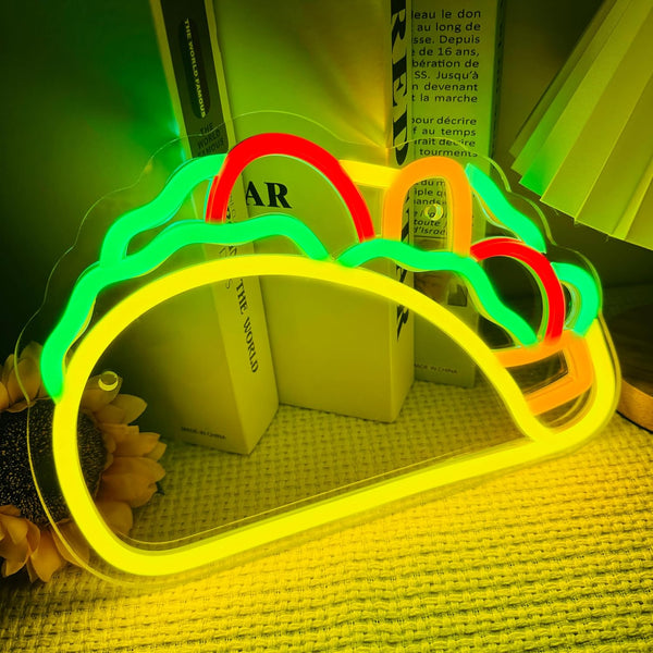 Artlast Tacos Shaped Neon Sign LED Neon Taco Signs for Mexican Food Restaurant