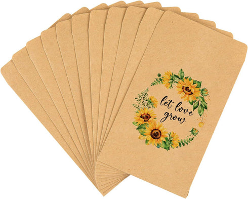 CINPIUK Wedding Favor Seed Packets, 100PCS Let Love Grow Self Adhesive Retro Kraft Envelopes for Wedding Favors