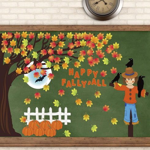 Zonon 128 Pcs Happy Fall Y'all Classroom Tree Bulletin Board Set, Woodland Whimsy Autumn Decorations for Thanksgiving