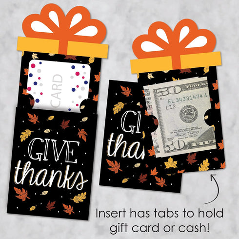 Set 8 Big Dot of Happiness Give Thanks - Thanksgiving Party Money and Gift Card Sleeves - Nifty Gifty Card Holders