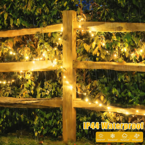 4 Pack 33ft 100 8 YEGUO Warm White Solar Fairy Lights, Each LED Christmas Lights Outdoor Waterproof, Modes Sliver Wire