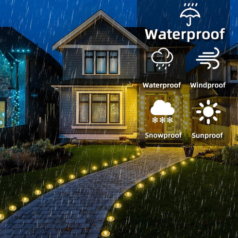 BYIZO 30 LED Solar Ground Lights Outdoor, Waterproof Solar Pathway Lights, LED Landscape Lighting for Garden, Patio