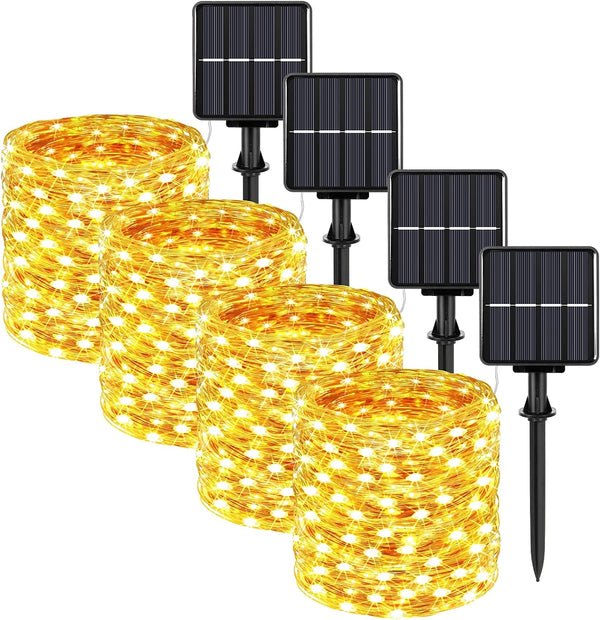 Extra-long 288FT 800LED Solar Fairy String Lights, 4-Pack 72FT 200 LED Outdoor