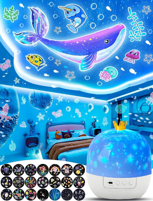 Kids Night Light Projector + 21 Sets of Films, Projector Night Light