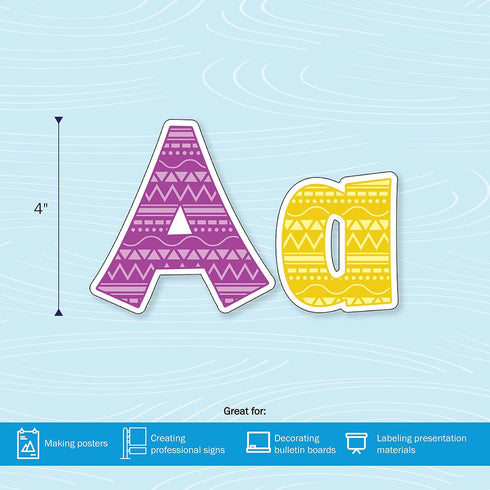 Barker Creek Letter Pop-Outs, 4" Kai Ola Sea Life, Multicolor Designer Letters for Bulletin Boards, Breakrooms, Reception Areas, Signs, Displays, And More! 4", 255 Characters per Set (1729), Bohemian by BARKER CREEK