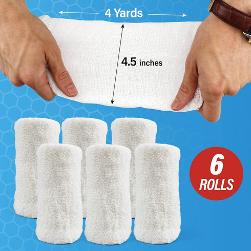 Gauze Rolls - Kerlix Cotton Bandage Rolls - 6 ply - 4 Inches X 12 feet - Extra Absorbency - Medical Quality, 6 Rolls