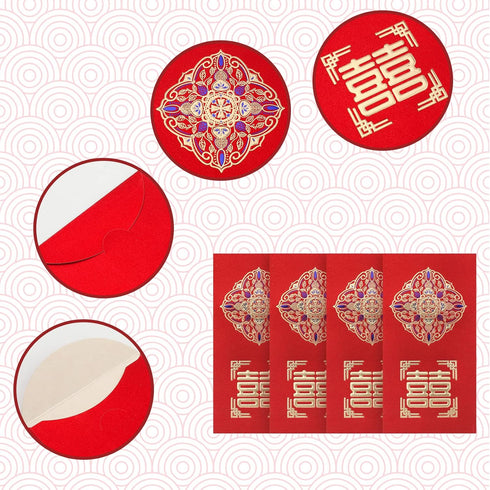 SAVITA 12pcs Wedding Red Envelopes, Traditional Chinese Lucky Money Envelopes for Newlyweds Bride Groom (A)