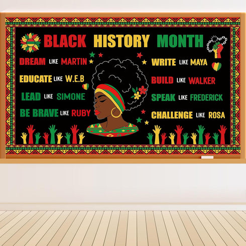 Faccito 62 Pcs Black History Month Bulletin Board Decorations Set with Cutouts Borders for Classroom Home Class School