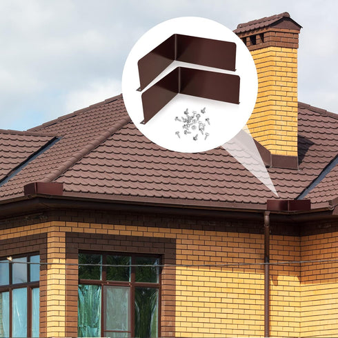 2 Pcs Gutter Valley Splash Guards Downspout Diverter with 20 Pcs Matching Screws for Corner House, Brown