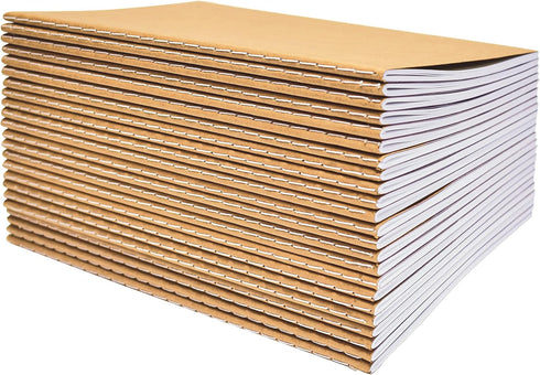 Better Office Products Kraft Notebooks, 24 Pack, Blank Unlined, 8.3 in x 5.5 in, 60 White Pages, Soft Cover
