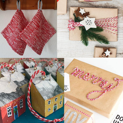 Red and White Twine, 656 Feet Cotton Baker's Twine for Crafts, Gift Wrapping, and Baking