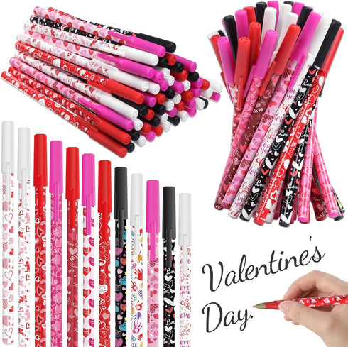 Faccito 204 Pcs Valentine's Day Ballpoint Pens Bulk, Heart Pattern Pens, Valentine's Day Prizes for Boys Girls