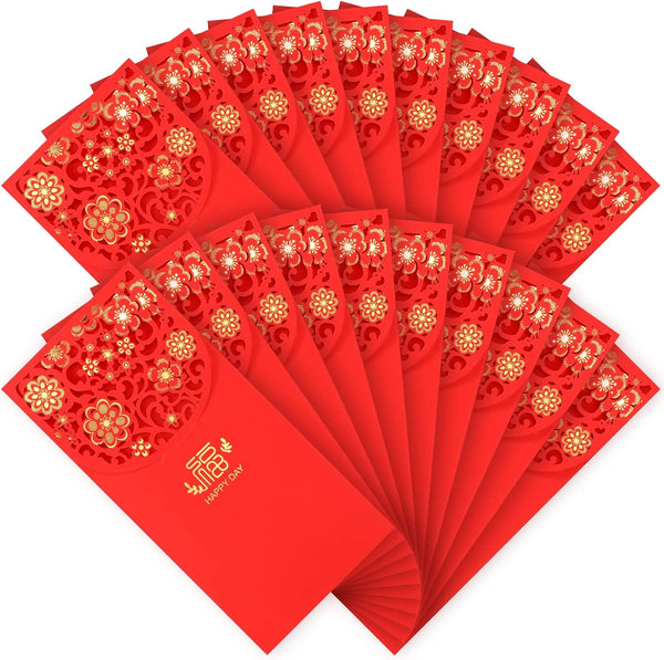 Pajean 20 Pcs Chinese New Year Red Envelopes, Year of Snake 2025 Hong Bao Lucky Money Gift Pockets
